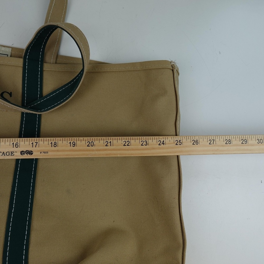 L.L.Bean Boat And Tote Canvas Bag Womens Extra Large Natural Green Open Top - Picture 6 of 7